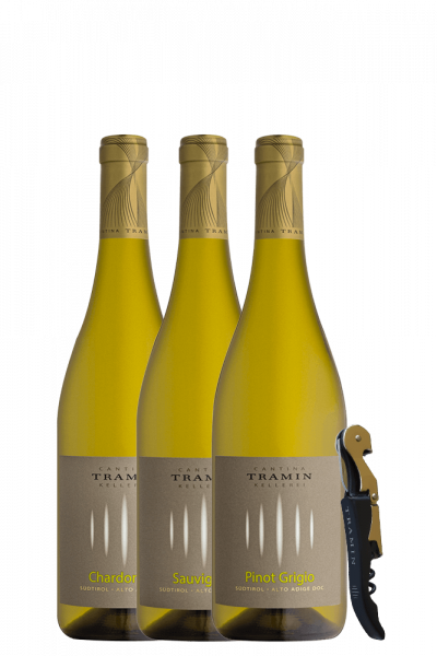 Chardonnay 2023 + Sauvignon 2022 + Pinot Grigio 2022 Cantina Tramin + OMAGGIO cavatappi Cantina Tramin