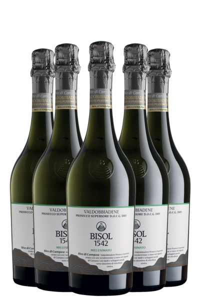 6 Bottles Prosecco Di Valdobbiadene Superiore DOCG Dry Rive di Campea 2022 Bisol