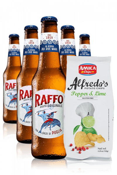 Birra Raffo Grezza da 24 x 33cl + Amica Chips Pepper & Lime Alfredo’s 3 x 150 gr