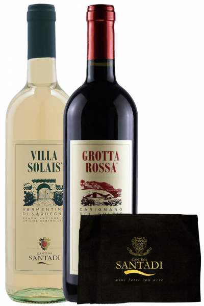 Vermentino Villa Solais 2023 + Grotta Rossa 2021 Cantina Santadi + FREE Cantina Santadi apron