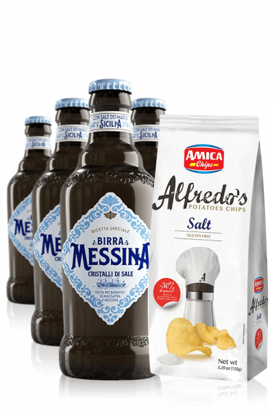 Messina Beer Salt Crystals 24 x 33cl + Amica Chips Alfredo's Sea Salt 3 x 150gr