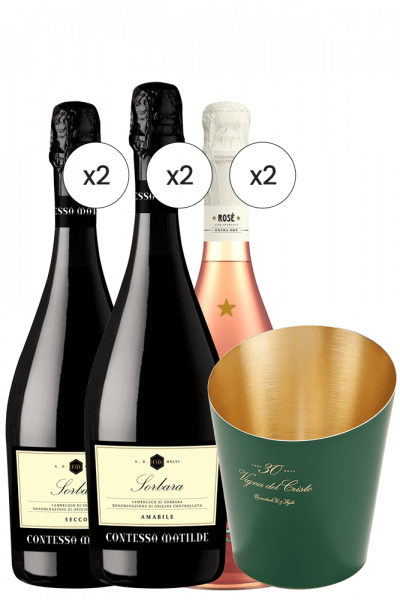 2 Lambrusco Amabile + 2 Dry Contessa Matilde + 2 Cavicchioli Rosé Sparkling Wine + FREE Cavicchioli ice bucket
