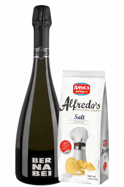 Prosecco DOC Treviso Millesimato 2023 Bernabei + Amica Chips Alfredo's Sea Salt 3 x 150gr