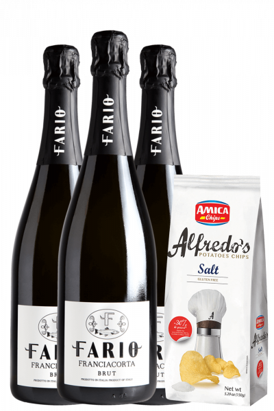 3 Franciacorta DOCG Fario Brut + Amica Chips Alfredo's Sea Salt 3 x 150gr