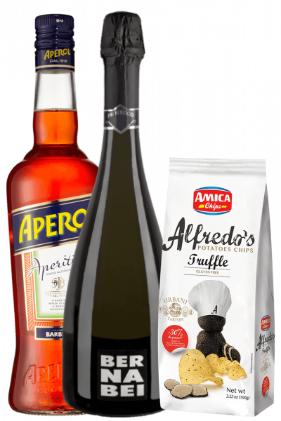 Aperol Aperitif 1 Liter + Prosecco DOC 2022 Bernabei + Amica Chips Truffle Alfredo's 3 x 100gr